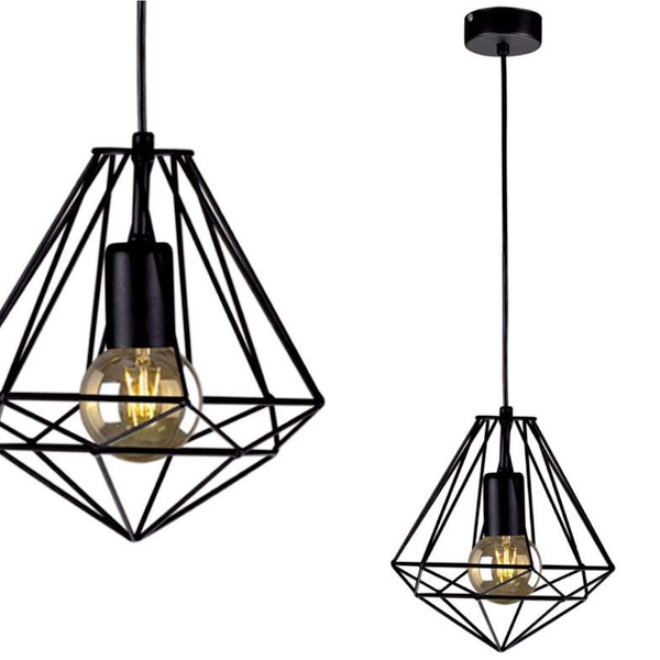 Wisząca LAMPA druciana Marko K-4018 Kaja industrialna OPRAWA metalowa klatka zwis czarny