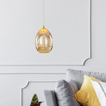 Loftowa LAMPA wisząca HUELTO PND-22112132-1A-CHPN Italux szklana OPRAWA zwis LED 4,8W 3000K kulisty złoty szampański