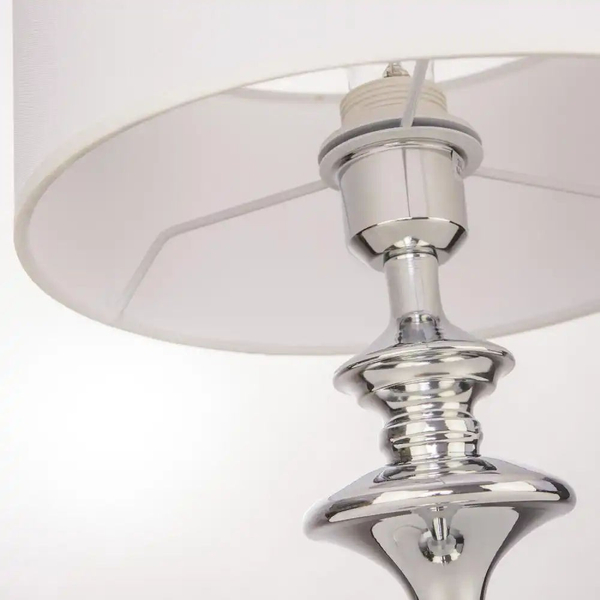 Klasyczna LAMPA stołowa ABU DHABI T01413WH Cosmolight abażurowa LAMPKA biurkowa stojąca do przedpokoju biała