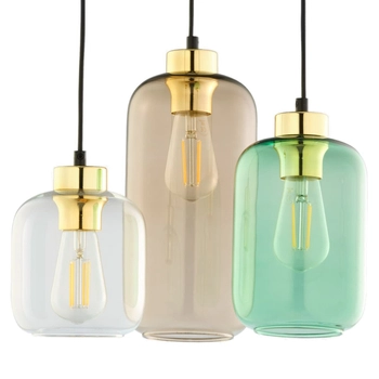 Potrójna wisząca lampa Marco 3325 TK Lighting owalna szklana wielokolorowa