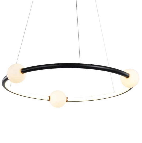 Wisząca LAMPA loft LOZANNA PND-20112035-1A-BL Italux metalowa OPRAWA okrągła LED 36W 3000K zwis pierścień ring kule balls czarne