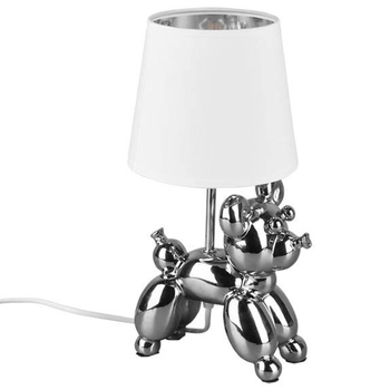 Stołowa LAMPA stojąca BELLO R50241089 RL Light dekoracyjna LAMPKA abażurowa PIESEK ceramiczny srebrny biały
