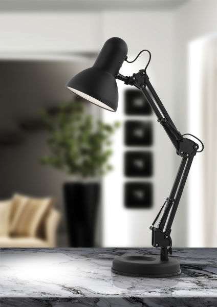 Biurkowa LAMPKA stojąca FAMOUS 24880 Globo metalowa LAMPA na regulowanym ramieniu czarna