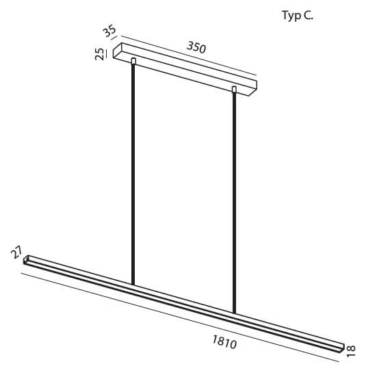 Wisząca lampa nad stół Slima 5122C05203-11 Elkim LED 36W 4000K listwa czarna
