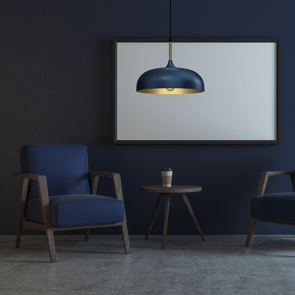 Stylowa lampa wisząca Lincoln do pokoju niebieska złota