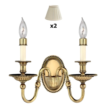 Ścienna lampa z abażurami Cambridge HK-CAMBRIDGE2+2xLS162 Hinkley mosiądz kremowy