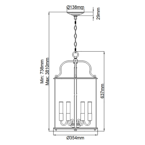 Wisząca lampa na łańcuchu Gentry HK-GENTRY-P-L-PN Hinkley nikiel
