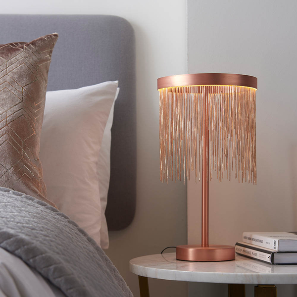 Stołowa lampka na komodę Zelma 92179 LED 9W 2800K metalowa miedziana