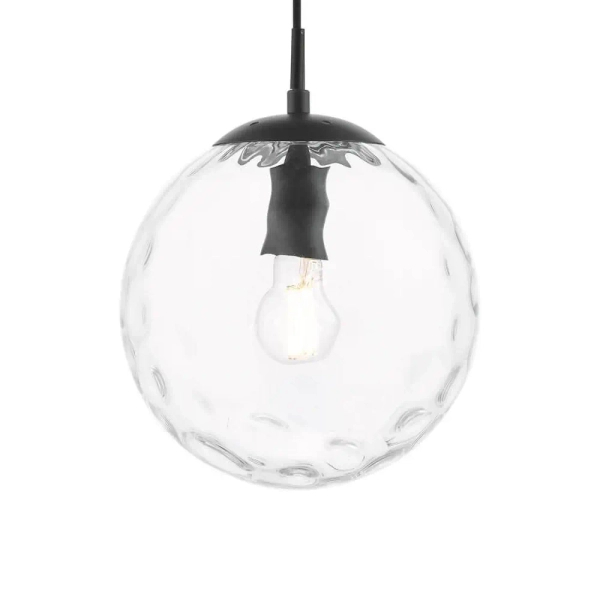 Kulista lampa wisząca Ripple SP72-RIP8808 szklana kula czarny przezroczysty