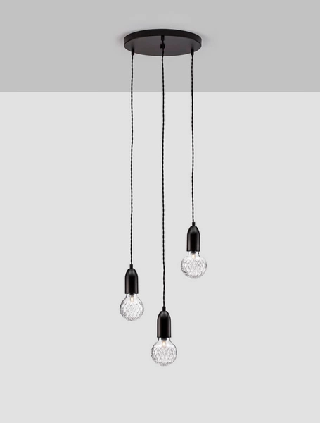Czarna lampa wisząca BANI LE42715 szklana klosz przezroczysty