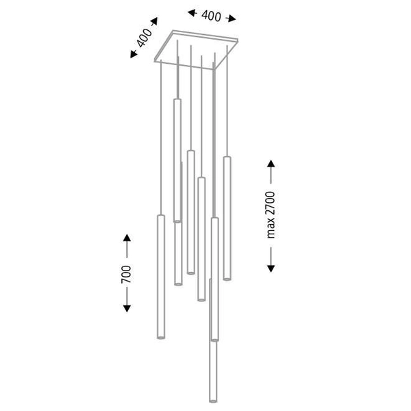 LAMPA wisząca YABU 7577 Shilo metalowa OPRAWA sople ZWIS kwadratowy tuby białe
