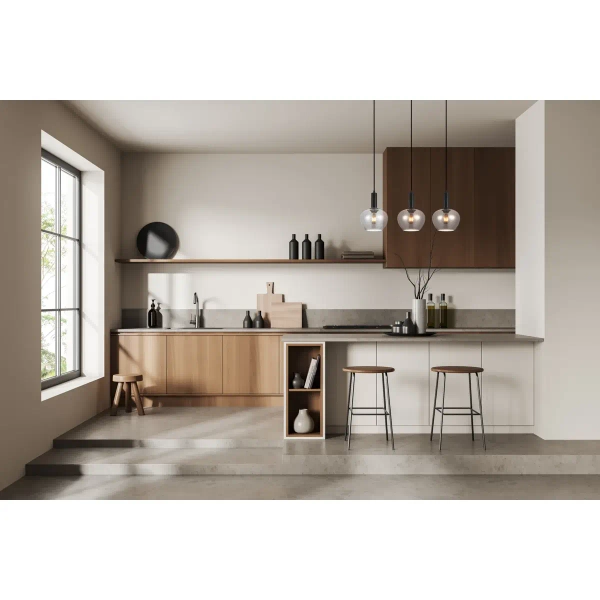 Potrójna lampa wisząca nad wyspę Stabla PND-30084-3-BK-SG przydymiona