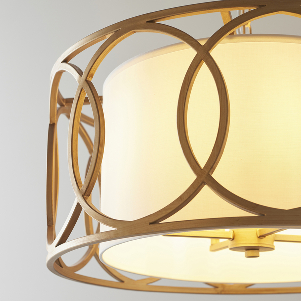 Okrągła lampa wisząca L&-191921 Light& abażurowa biała złota