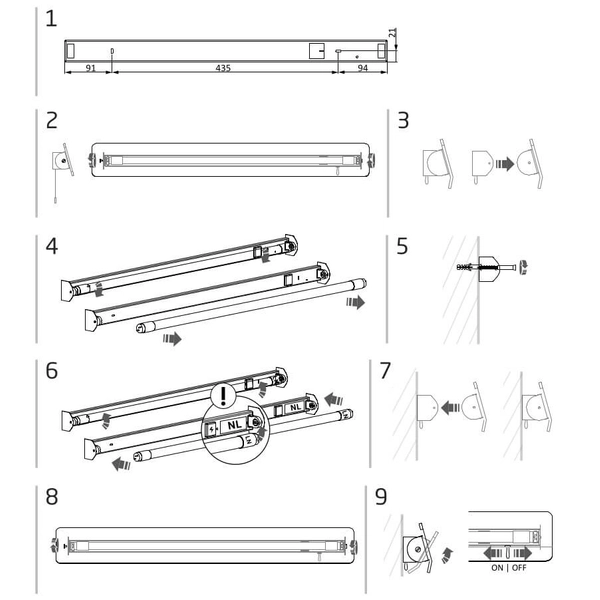 Kinkiet regulowany podłużny Wing 7550 Nowodvorski z włącznikiem czarny