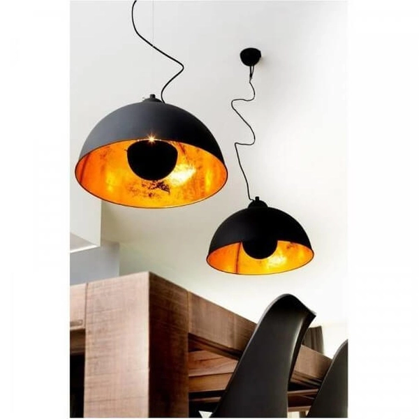 Wisząca lampa do jadalni Retro ABR-GEO Abruzzo kopuła czarna złota