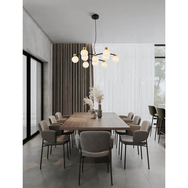 Kulista lampa wisząca do salonu CAMINOS LE44543 złoty czarny biały