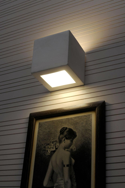 Kinkiet LAMPA ścienna SL.0005 ceramiczna OPRAWA kostka cube przyścienna biała