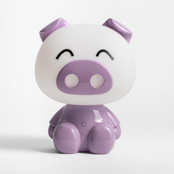 Lampka stołowa Pig KDR-603B-PE 3W 4000K ŚWINKA animals biała fioletowa