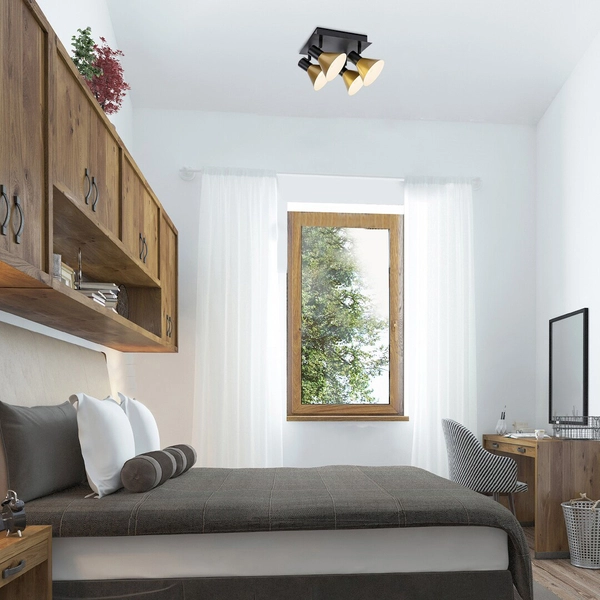 Sufitowa lampa kwadratowa Alvaro 3159 ruchome reflektorki czarne złote