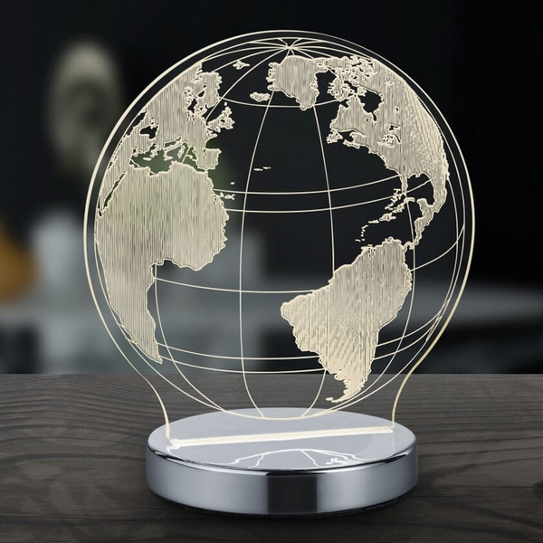 Lampka stołowa GLOBE R52481106 LED 7W 3000-6500K globus chrom przezroczysty