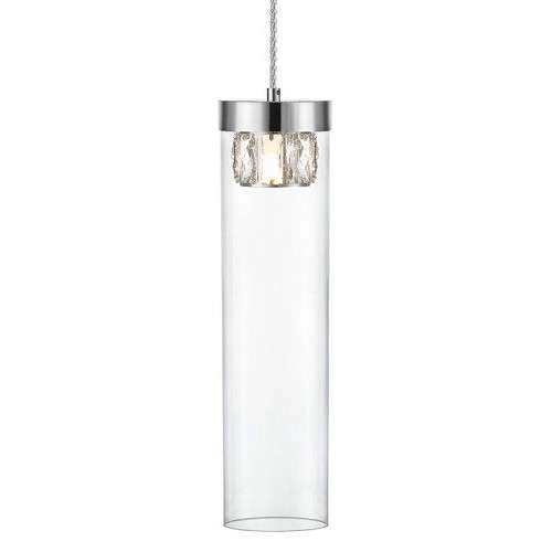 Wisząca lampa GEM P0389-01D-F4AC tuba szklana chrom przezroczysty