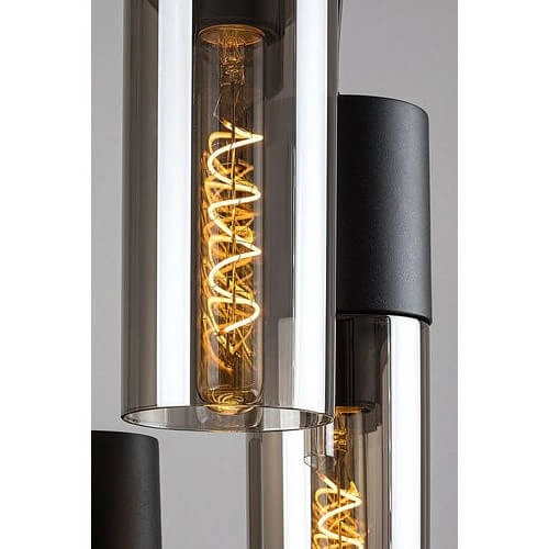 Kaskadowa lampa wisząca RONNO 72054 do sypialni loft przydymiona czarna