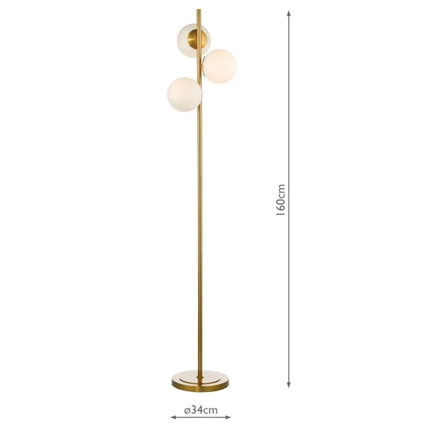 Podłogowa lampa do salonu Bombazine BOM4935 kule biała mosiądz