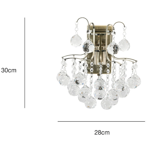 Ścienna LAMPA kinkiet 6247/1 21QG Elem glamour OPRAWA szklana z kryształkami mosiądz przezroczysta