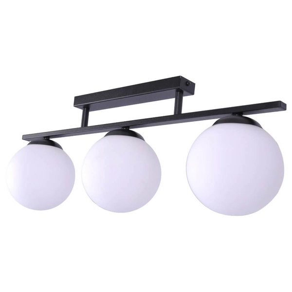 Przysufitowa lampa szklana GLOBE 1212 molekułowa czarny biały