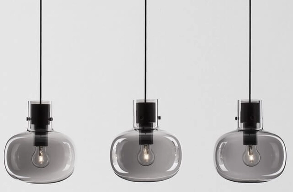 3-punktowy żyrandol pokojowy Padre loft czarny przydymiony