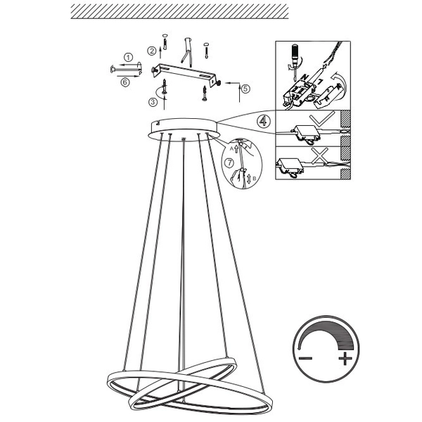 Lampa wisząca RALPH 67192-42B okrągła metalowa LED 42W 3000K zwis czarny