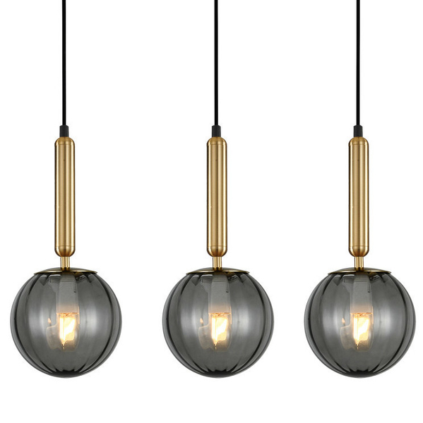 Loftowa LAMPA wisząca RAVENA PND-2324-3L BRO+SG Italux szklana OPRAWA zwis na listwie mosiądz przydymione