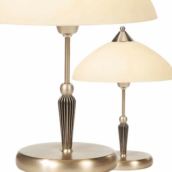 Antyczna lampa stołowa Regina 8172 do gabinetu brąz kremowa