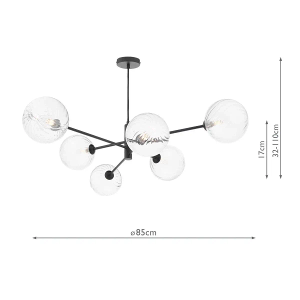 Lampa wisząca do salonu Vignette VIG0622-22 szklana przezroczysta czarna
