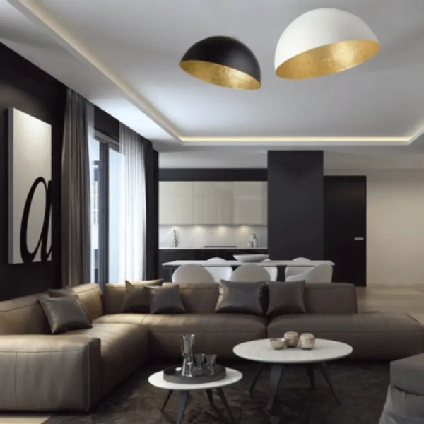 Sypialniana lampa sufitowa 23260 misa półokrągła kopuła biały złoty