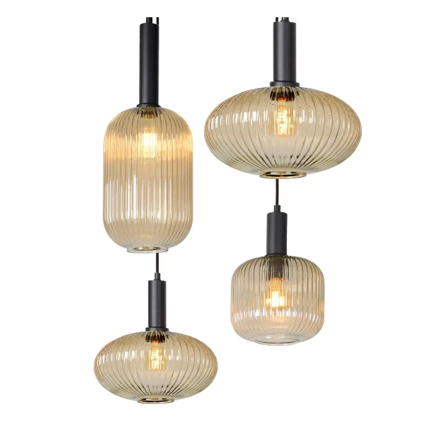 Loftowa lampa zwisowa Maloto 45386/07/62 Lucide molekuły szklane czarne