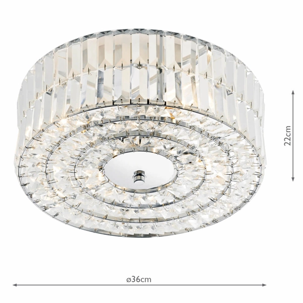 Kryształowa lampa sufitowa Errol ERR5250 Dar Lighting glamour okrągła chrom