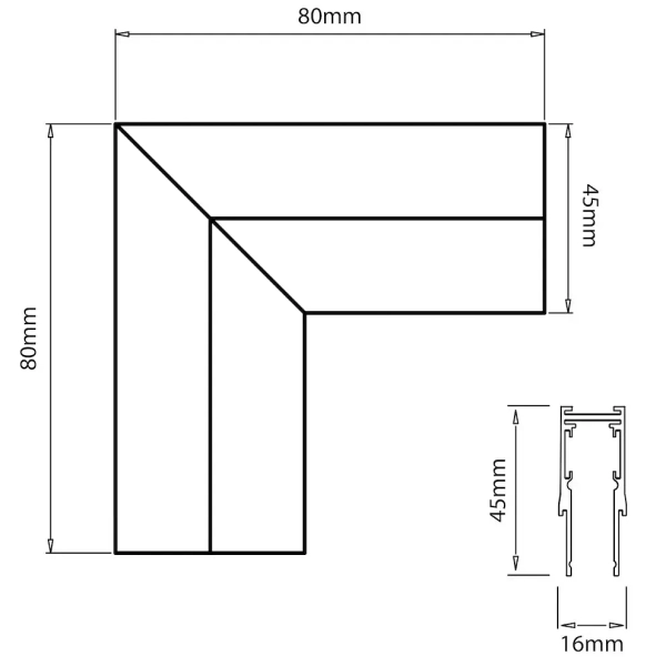 Natynkowy narożnik szynowy Magnetic Track ML2183 typu L czarny
