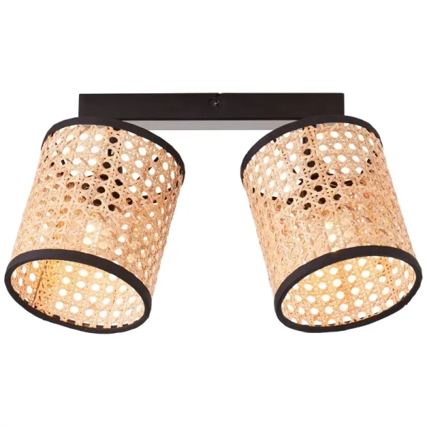 Sufitowa lampa ratanowa Wiley 99486/06 podwójna czarna drewniana