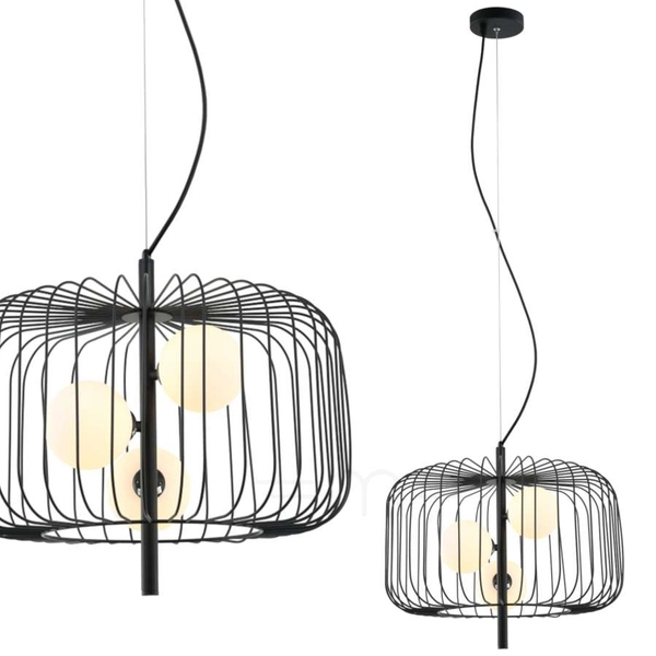 LAMPA wisząca DAREN MDM-3936/3 BK Italux metalowa OPRAWA zwis klatka druciana czarna