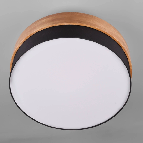 Okrągła lampa sufitowa SEASONS 611500302 Trio do sypialni czarny drewniany