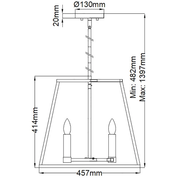 Lampa wisząca loftowa Fulton HK-FULTON-4P mosiądz czarna