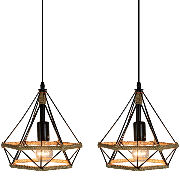 Industrialna LAMPA wisząca 8803/2 ZWIS - 06 Elem loftowa OPRAWA metalowy ZWIS piramida druciana czarna