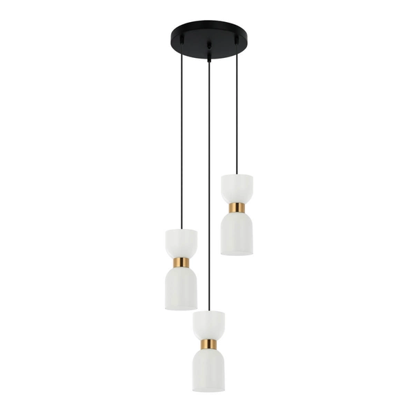 Zwisająca lampa sypialniana Monza PND-57602-3-BK+BRO Italux mosiądz biała czarna