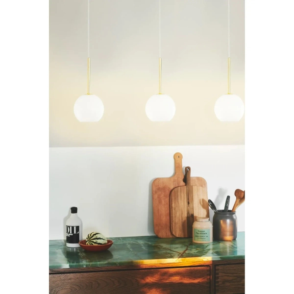 Kulista lampa wisząca Franca 2312523035 szklana nad stół mosiądz błyszczący
