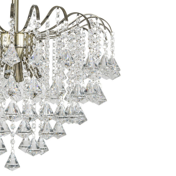 Pałacowa LAMPA sufitowa 5193/4 21QG+TR Elem kryształowa OPRAWA metalowa glamour crystal mosiądz przezroczysta