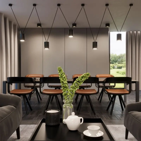 LAMPA wisząca VIWIN 9021 Shilo tuby OPRAWA metalowy zwis czarne