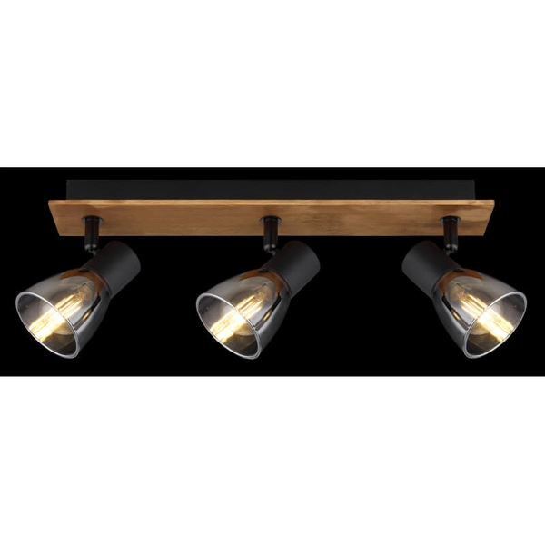 Nasufitowa lampa Claude 54307-3W drewno przydymiona