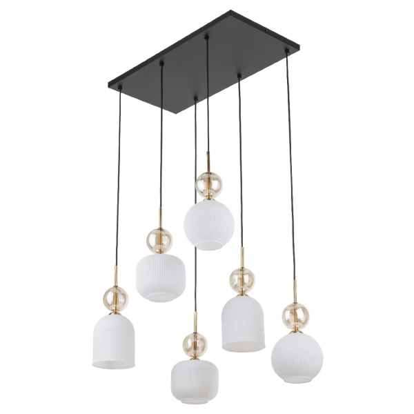 Nowoczesna wisząca lampa Sophia Cognac do salonu biały czarny