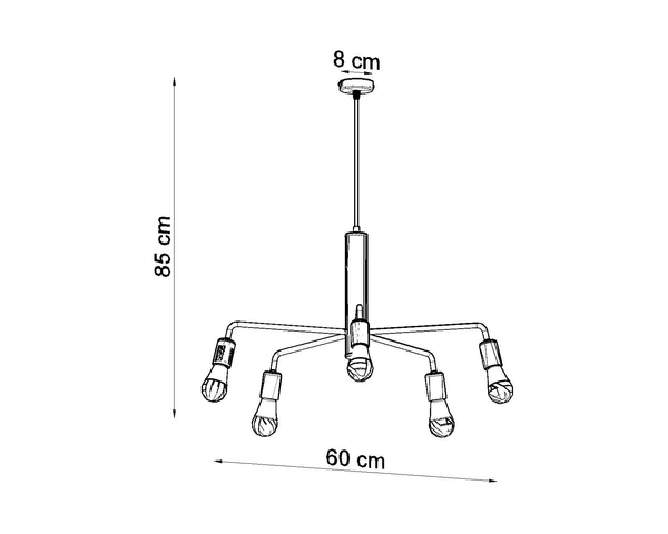 LAMPA wisząca SL.0304 metalowa OPRAWA zwis pająk sticks czarny